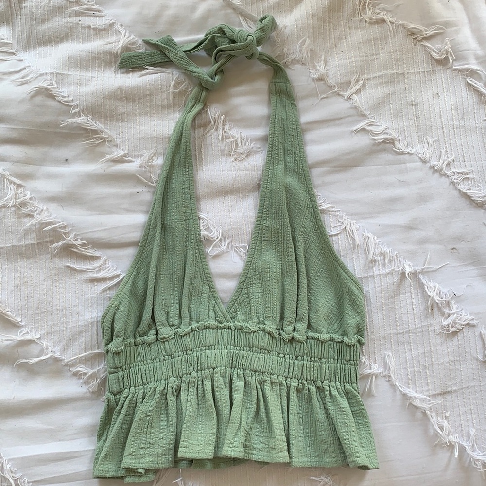 Small, green, halter top!